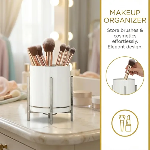 Miniatura 6 de Organizador de cerámica para cubiertos, soporte redondo para utensilios, soporte para utensilios de cocina para encimera, taza de cerámica con borde