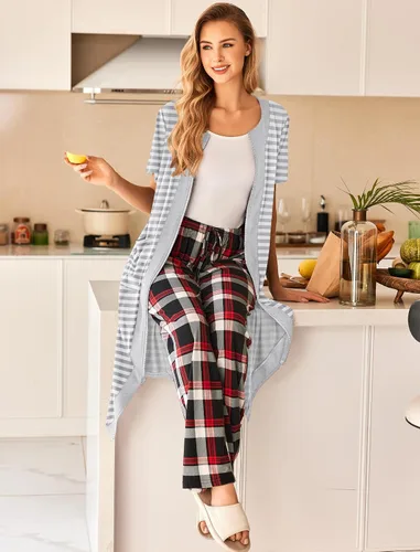 Miniatura 5 de Ekouaer - Vestido de entrecasa largo, con cremallera frontal, para mujer