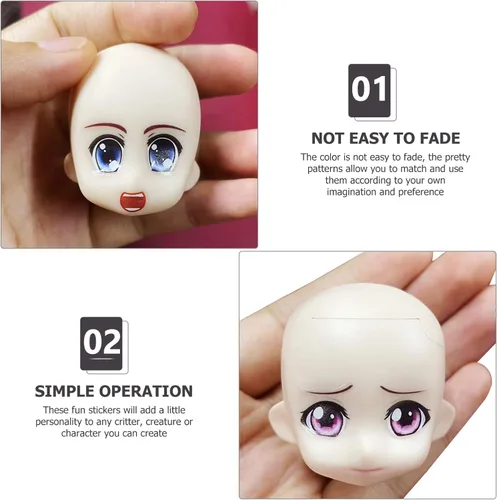 Miniatura 4 de EXCEART Calcomanías para ojos de muñeca con calcomanías de agua para cejas, 8 hojas de estilo mixto para bricolaje, muñeca de arcilla, maquillaje