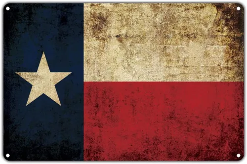 Bandera del estado de Texas, vintage, retro, decoración de pared de metal, tienda de arte, bar, garaje, aluminio, 8 x 12 pulgadas