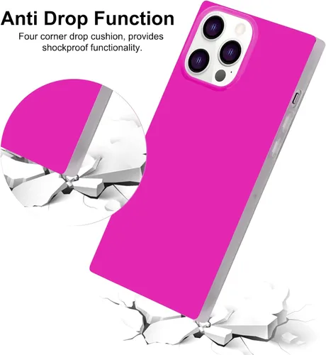 Miniatura 3 de Funda rectangular compatible con iPhone 15 Neon para mujer, diseño de lujo de fluorescencia brillante, flexible, suave, delgada, de gel de goma TPU