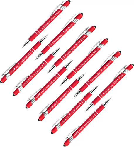 Miniatura 124 de Bolígrafos personalizados a granel con punta de lápiz capacitivo, 12 bolígrafos personalizados con logotipo de mensaje con nombre, bolígrafos