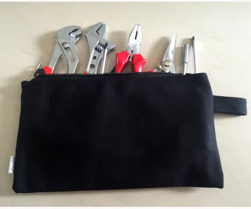 Miniatura 4 de Estuches con cierre para organización de herramientas de Augbunny, 100 % algodón, 16 onzas, ultrarresistentes, multiusos, de lona, 4 unidades Negro