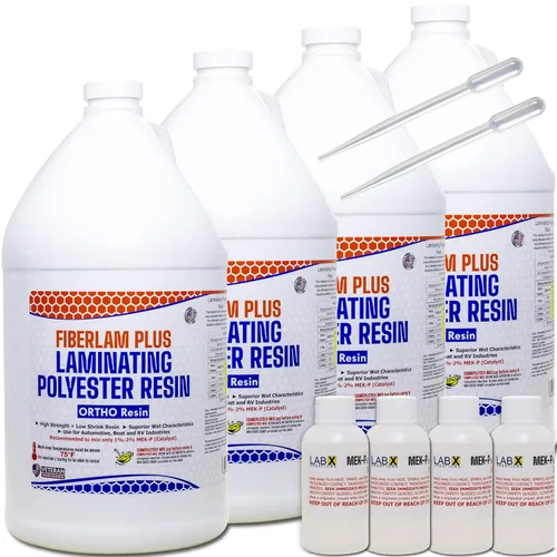 Miniatura 12 de FIBERLAM Plus 1-10G Resina de poliéster 1-10 galones +endurecedor MEKP; revestimiento de baja viscosidad para laminado de estera/biaxial/tela