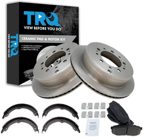 Miniatura 118 de TRQ Kit de pastillas de freno y rotor Posi trasero premium con zapatas de estacionamiento para camión GM SUV