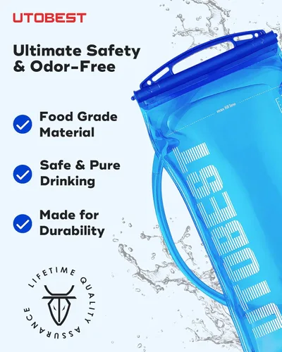 Miniatura 2 de UTOBEST Vejiga de agua, bolsa de hidratación de 1 L, 1.5 L, 2 L, 3 L para mochila de senderismo, sin BPA, depósito de agua a prueba de fugas
