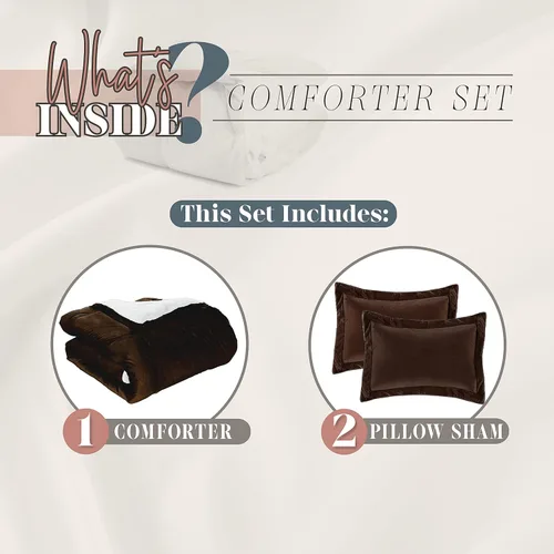 Miniatura 4 de Elegant Comfort Juego de edredón sherpa ultra afelpado de 3 piezas, color sólido y reverso esponjoso, apto para todas las estaciones, peso pesado