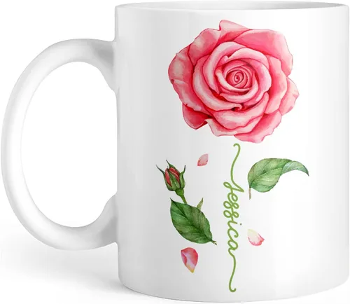Miniatura 17 de CUBICER Tazas de café personalizadas, flor de hibisco, nombre personalizado, tazas de cerámica blanca, taza de viaje grande, vaso de bebida, regalo