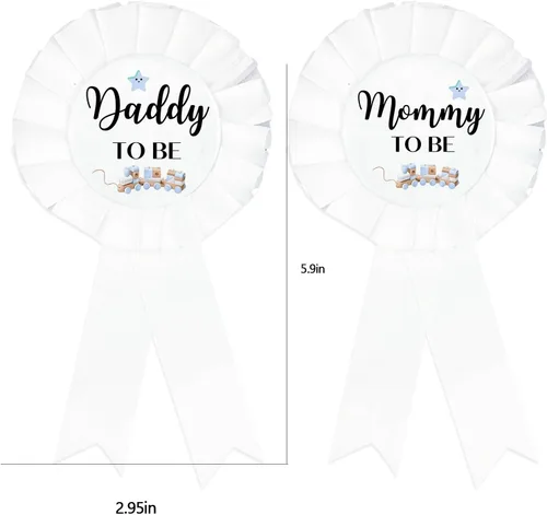 Miniatura 4 de HAPPYLAND - Decoraciones para baby shower, diseño de papá y mamá para ser y mamá para ser - Botón de baby shower, regalos para papá, revelación