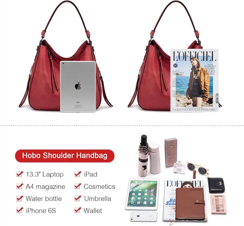 Miniatura 4 de Bolsas de diseñador de estilo hobo, grandes, de cuero sintético, para mujer