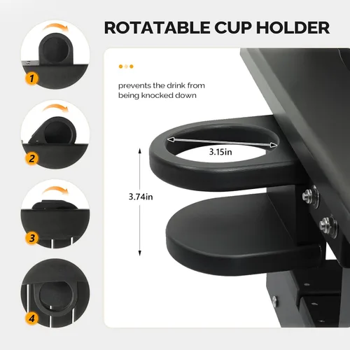 Miniatura 2 de VINGLI Columpio de porche de polietileno de alta densidad de alta resistencia de 880 libras para exteriores con soporte giratorio para tazas, Negro