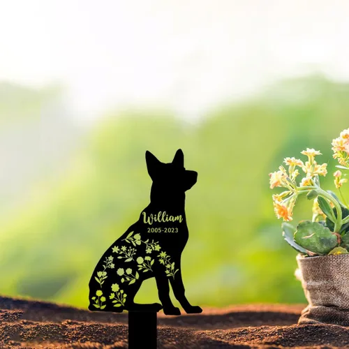 Miniatura 19 de Marcador de metal para tumbas para mascotas, nombre personalizado, estaca de jardín, perro, conmemorativo, alas de ángel, marcador de tumba, hueso