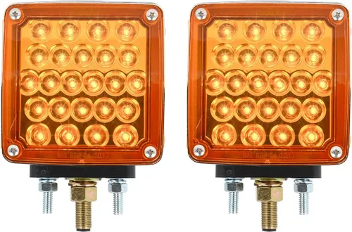 Miniatura 8 de GG Grand General 77623 Square 2 Face Amber/Red Pearl LED Pedestal Light, lente transparente, lado del conductor Ámbar/rojo/transparente