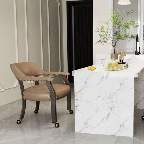 Miniatura 17 de Silla de comedor con ruedas, sillas de capitán con rodillos, juegos de dinette, sillas de póquer con ruedas, mesa de cocina, sillas rodantes, silla