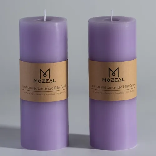 Miniatura 119 de MOZEAL Velas grandes sin perfume vertidas a mano de 3 x 8 pulgadas, sin humo, juego de 2, combustión lenta, sin goteo, aproximadamente 150 horas