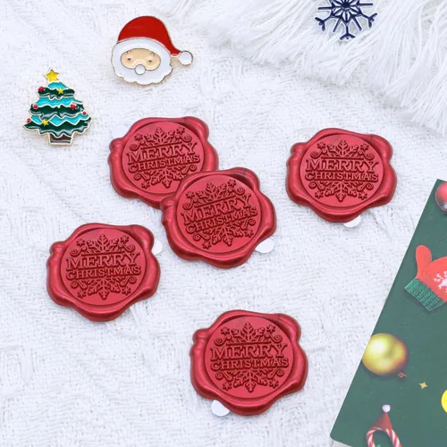 Miniatura 5 de SWANGSA 90 calcomanías de sello de cera de Feliz Navidad, color rojo, dorado y verde, autoadhesivas, para invitación de fiesta de Navidad, tarjetas