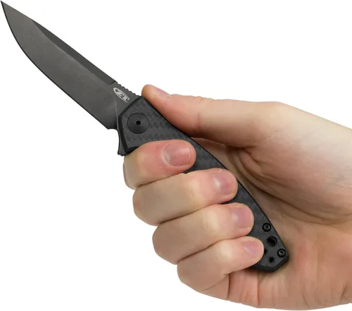 Miniatura 7 de Zero Tolerance 0450CF; cuchillo plegable con hoja de acero inoxidable S35VN recubierta con DLC de 3.25 pulgadas, básculas de fibra de carbono