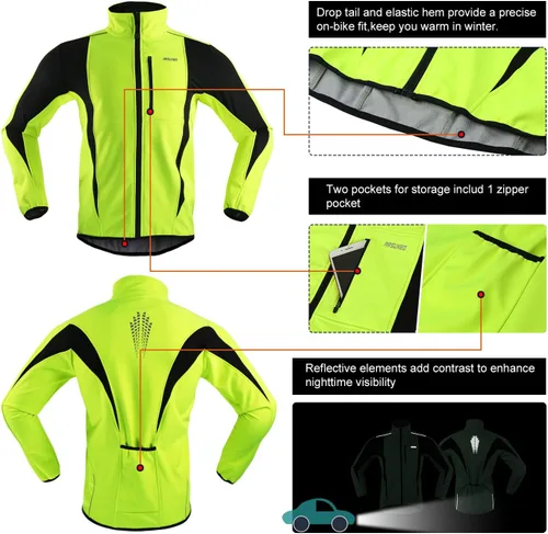Miniatura 4 de Chaqueta térmica para ciclismo (tejido Softshell, resistente al viento, impermeable, 15K) de ARSUXEO