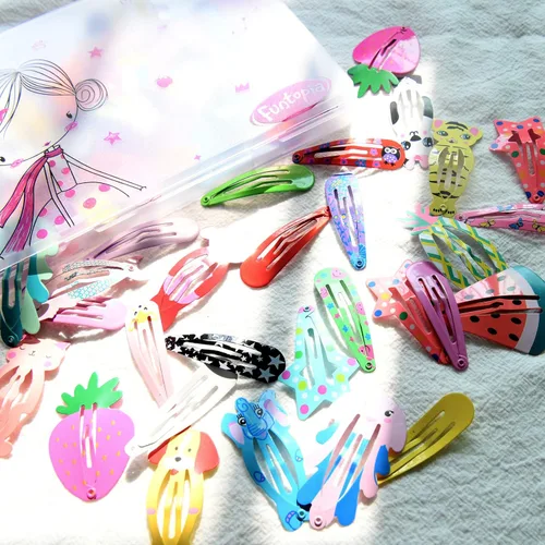 Miniatura 4 de Funtopia Pinzas para el cabello para niñas, 100 piezas de broches de metal antideslizantes, pasadores para niños, adolescentes y mujeres, lindos