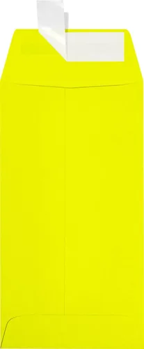 LUXPaper #7 Sobres para monedas, despegar y prensar, 3 1/2 pulgadas x 6 1/2 pulgadas, amarillo cítrico, texto de 80 libras, 500 unidades