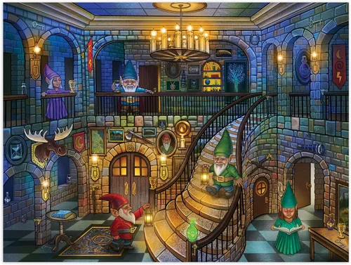 Miniatura 4 de Peaceable Kingdom Gnomos Seek and Find Puzzle de 100 piezas incluidas, luz negra, rompecabezas grande regalo para niños a partir de 6 años - Gnomos