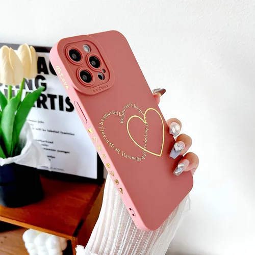 Miniatura 5 de ankofave Funda para iPhone 12 Pro Max para mujeres y niñas, bonita funda chapada en oro con doble corazón, suave, a prueba de golpes, funda