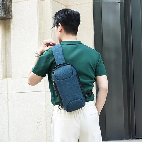 Miniatura 3 de Bolsa de pecho antirrobo, bolsas casuales geniales con bloqueo de contraseña, bolsa de mensajero deportiva de moda con un hombro para hombre
