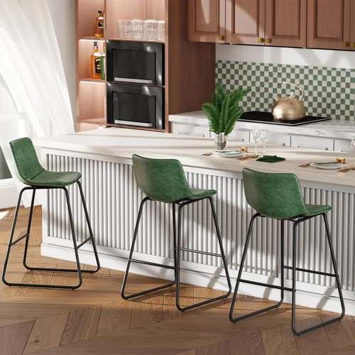 Miniatura 19 de YaFiti - Juego de 2 sillas de comedor de 18 pulgadas, sillas modernas tapizadas para comedor con cojines de piel sintética y patas de metal, silla