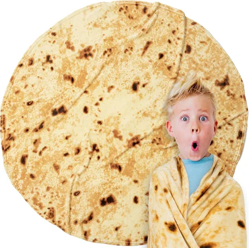 Miniatura 17 de PAVILIA Manta de tortilla de burrito, manta de doble cara de harina de tacos para niños, niñas, adolescentes, manta de comida realista, divertido