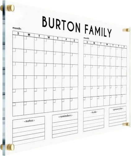 Calendario de pared acrílico de dos meses, calendario personalizado 2026, planificador de dos meses, calendario familiar 2026 con marcador, mensual