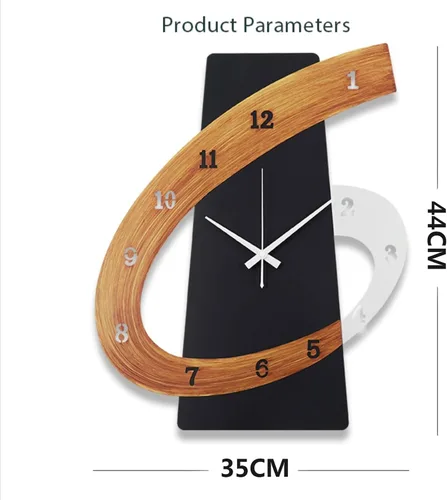 Miniatura 2 de Reloj de pared moderno grande decorativo, de 43 cm, negro, silencioso y sin tictac, relojes de pared nórdicos de metal para sala de estar, hogar