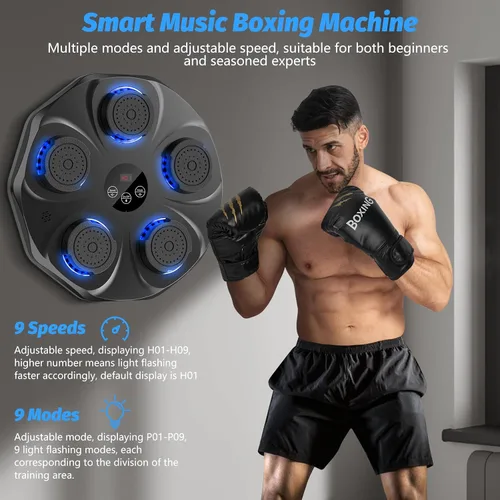Miniatura 2 de TGLLM Music Boxing Machine, Interactive Punching Trainer with Boxing Gloves, Large Size Wall Mounted Electronic Boxing Target for Adult Kids, 9