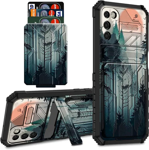 Miniatura 56 de Funda tipo cartera para Samsung Galaxy S22 Ultra con soporte para tarjeta de crédito y soporte de doble capa de policarbonato duro de PC suave TPU a
