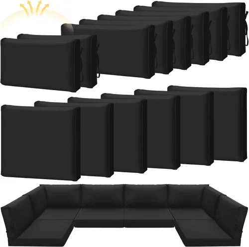 Miniatura 10 de Patelai 14 fundas impermeables para cojines de patio al aire libre, de 24 x 24 pulgadas, a prueba de rayos UV, fundas de asiento seccionales