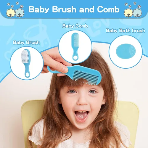 Miniatura 3 de Kit de cuidado y aseo para bebés, juego de seguridad para bebés de 14 en 1, juego de cuidado de salud de guardería para recién nacidos con cepillo