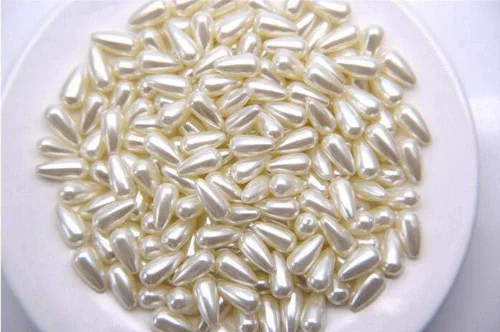 Miniatura 7 de Cuentas de perlas de imitación, cuentas de joyería de perlas de plástico blanco con agujero recto en forma de gota, cuentas de imitación de perlas