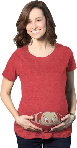 Remera para futura mamá, con diseño simpático de bebé asomándose. Remera simpática para futura mamá.