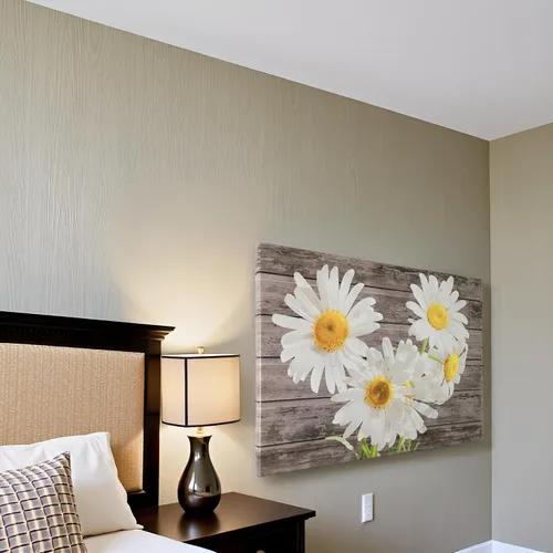 Miniatura 3 de TAOMI Arte de pared de margaritas con estampado de flores blancas para dormitorio, póster floral amarillo en escala de grises, imagen de grano