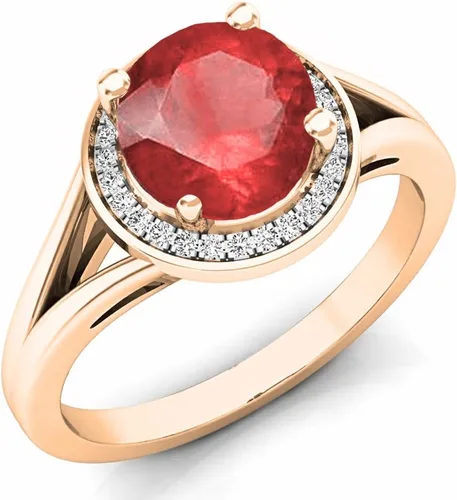 Miniatura 198 de Dazzlingrock Collection Anillo de compromiso redondo de 0.276 in con halo de diamante blanco y vástago dividido para ella en oro macizo de 14