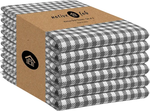 Miniatura 34 de Native Fab Paquete de 12 toallas de cocina a cuadros a cuadros, de algodón, duradero, lavable, de 16 x 26 pulgadas, paños de cocina, suaves y Gris