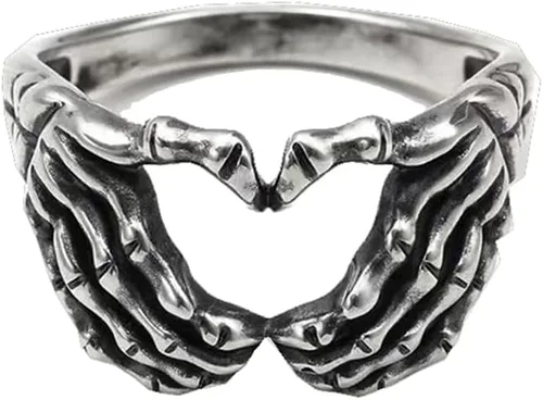 Anillo de corazón retro personalizado para hombres, mujeres, niñas, niños, gótico a juego para parejas, nudillos, cola de nudillos, anillos de dedo