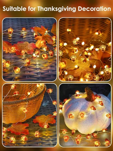 Miniatura 5 de 30LED Acorn Fairy Lights Battery Operated Fall String Lights Indoor Decor Remote Control, 8 Lighting Modes, IP44 Waterproof, Timer & Dimmable