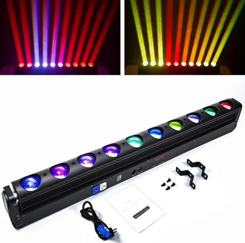 Miniatura 8 de Barra de luz de lavado de escenario de cabeza móvil para fiesta, RGBW, luces LED de haz DMX 512, luz estroboscópica, equipo de iluminación