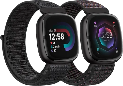 Miniatura 33 de Correas de nailon compatibles con Fitbit Versa 4/Sense 2/Versa 3/Fitbit Sense, correa de repuesto ajustable deportiva suave transpirable