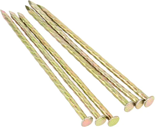 Miniatura 4 de MUKCHAP 100 clavos galvanizados de 6 pulgadas, clavos en espiral de metal dorado para barrera de malezas, tienda de campaña