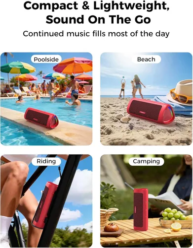 Miniatura 7 de Altavoz Bluetooth, sonido HD de 20 W, inalámbrico portátil, IPX5 impermeable, hasta 24 horas de reproducción, TWS, para hogar, fiesta, exterior, Rojo