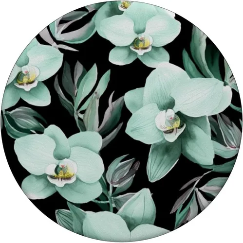 Miniatura 3 de PopSockets con diseño de orquídeas pastel, diseño de orquídeas verde menta, PopGrip intercambiable