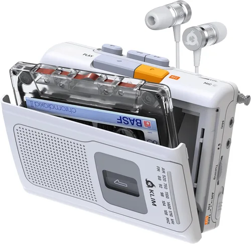 Miniatura 2 de KLIM Reproductor de cinta de casete K8 portátil - Grabadora de casete - Nueva versión - AM/FM - Micrófono y altavoz integrados - Conector