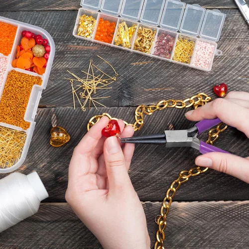 Miniatura 2 de URSKYTOUS Juego de 3 piezas de alicates para joyería, kit de herramientas para hacer joyería que incluye alicates de punta de aguja, alicates de Bm
