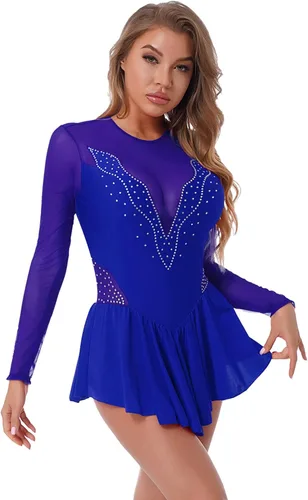 Miniatura 2 de easyforever Lyrical - Vestido de manga larga con diamantes de imitación y purpurina para mujer